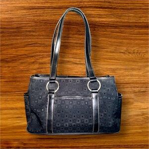 Liz Claiborne Vintage Villager Black Shoulder Bag with Textured Pattern💕